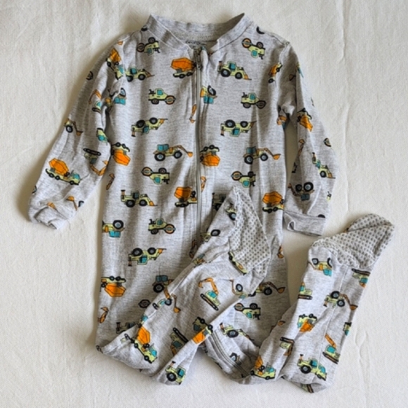 george gray construction cotton zipper footie sleeper pajamas 2T toddler boys - Picture 1 of 6